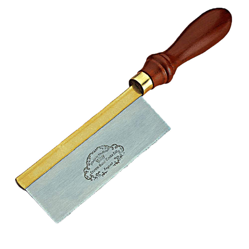Six-inch gents saw with polished wooden handle and brass spine for precision woodworking and home improvement tasks