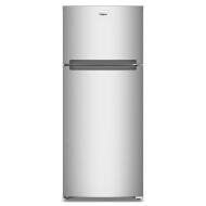 Sleek silver top freezer refrigerator with smooth finish and recessed handles, part of Refrigerators, Top Freezer Refrigerators, and Kitchen & Kitchenware at Hartville Hardware.