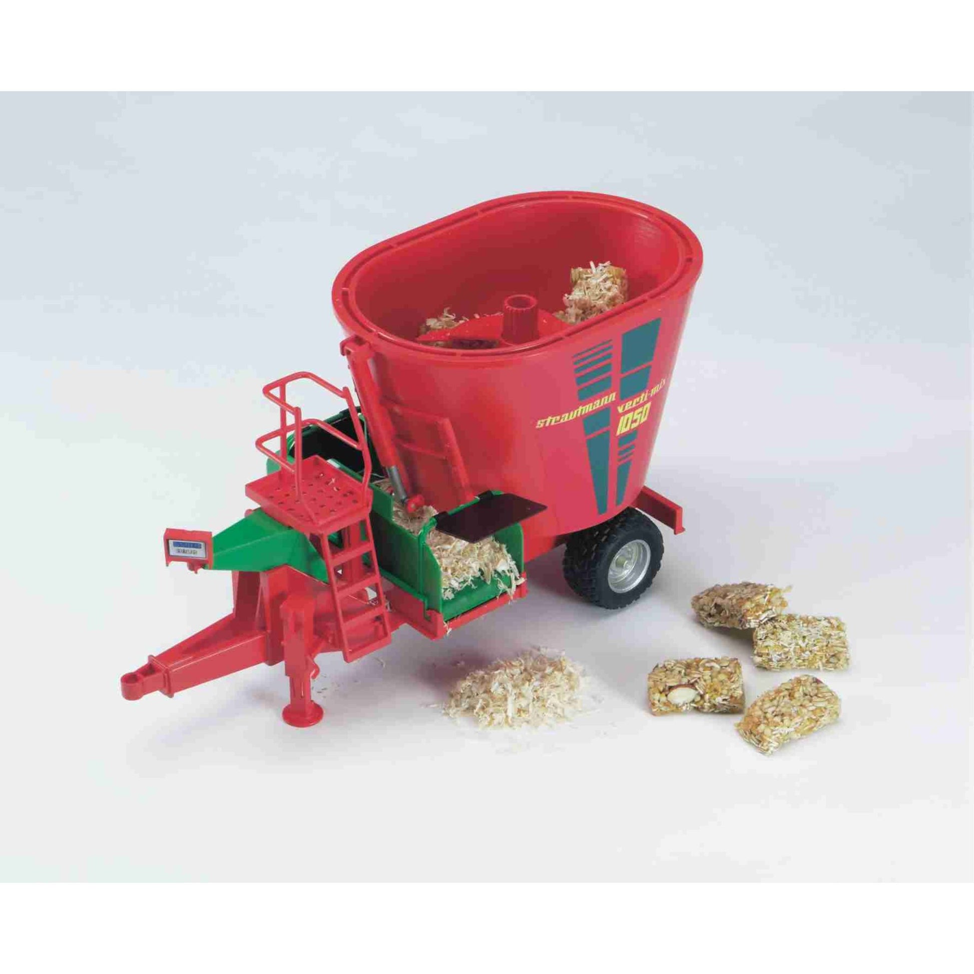 Red and green scale model of fodder mixer with plastic cutting feature from Vehicles & Remote Controlled Toys collection