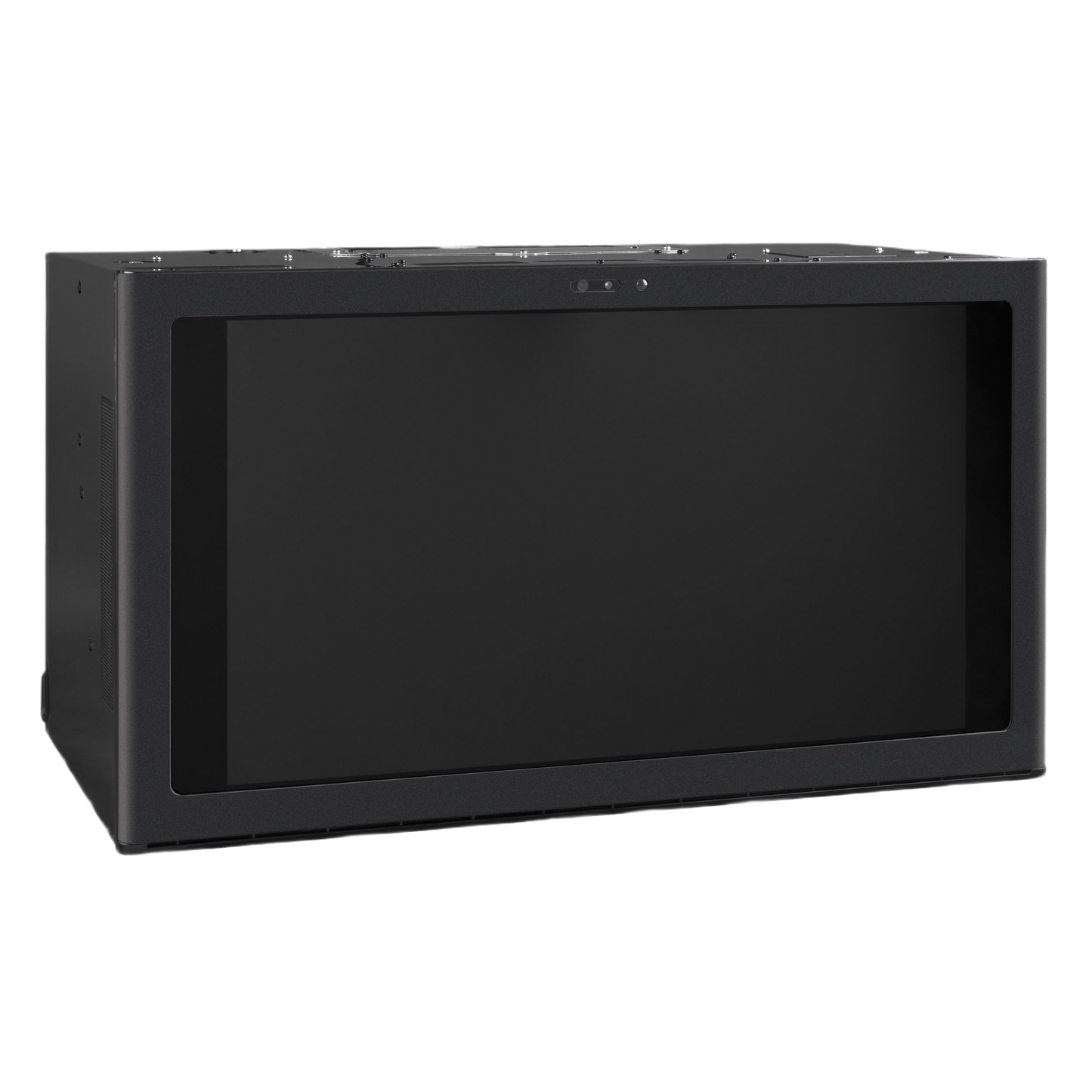 Black smart home center with large touchscreen and camera in Over the Range Hoods and Appliances collections