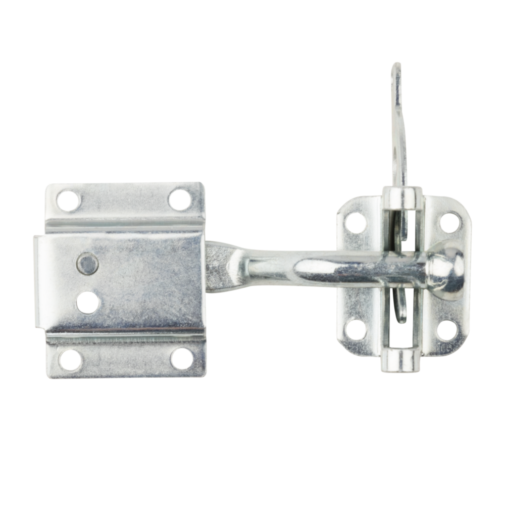 Zinc sag compensating latch with adjustable mechanism for swinging doors in hardware and furniture accessories collections
