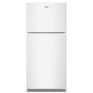 White Whirlpool top freezer refrigerator with simple design suitable for kitchen and home appliances collection