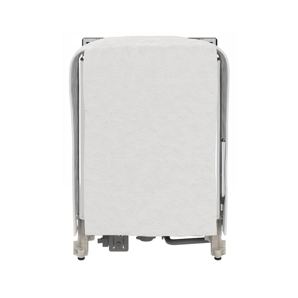 Rear view of 24-inch dishwasher showing insulation and mounting brackets for kitchen appliances and home improvement use