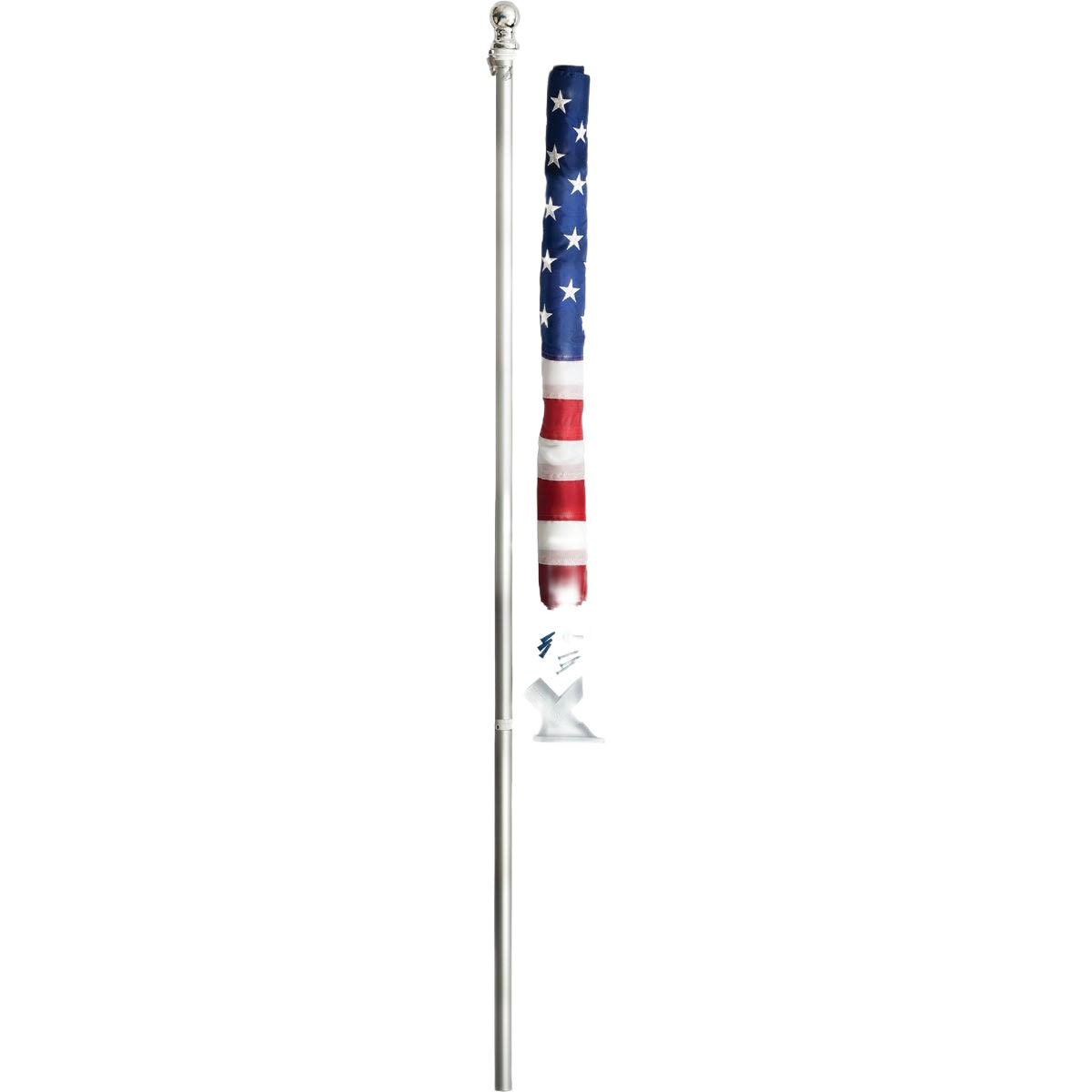 Durable spinning flag pole kit with 5 ft. metal pole and nylon American flag for outdoor decor and lawn use