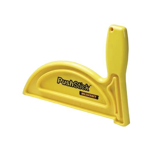 Yellow plastic push stick with ergonomic handle for safe use with saws in power tool accessories collection under $50