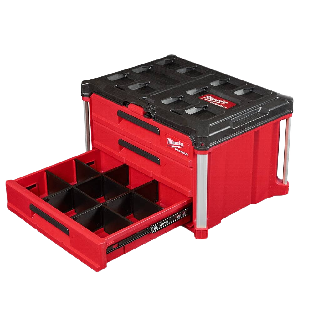 Milwaukee PACKOUT™ 3-Drawer Tool Box – Secure & Durable Storage
