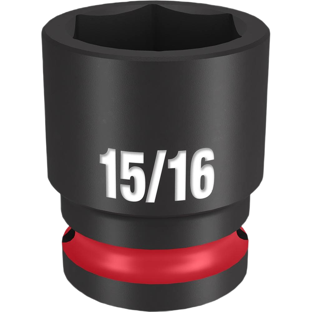 Black 15/16 inch 6 point socket with red band for impact duty tools and home improvement use