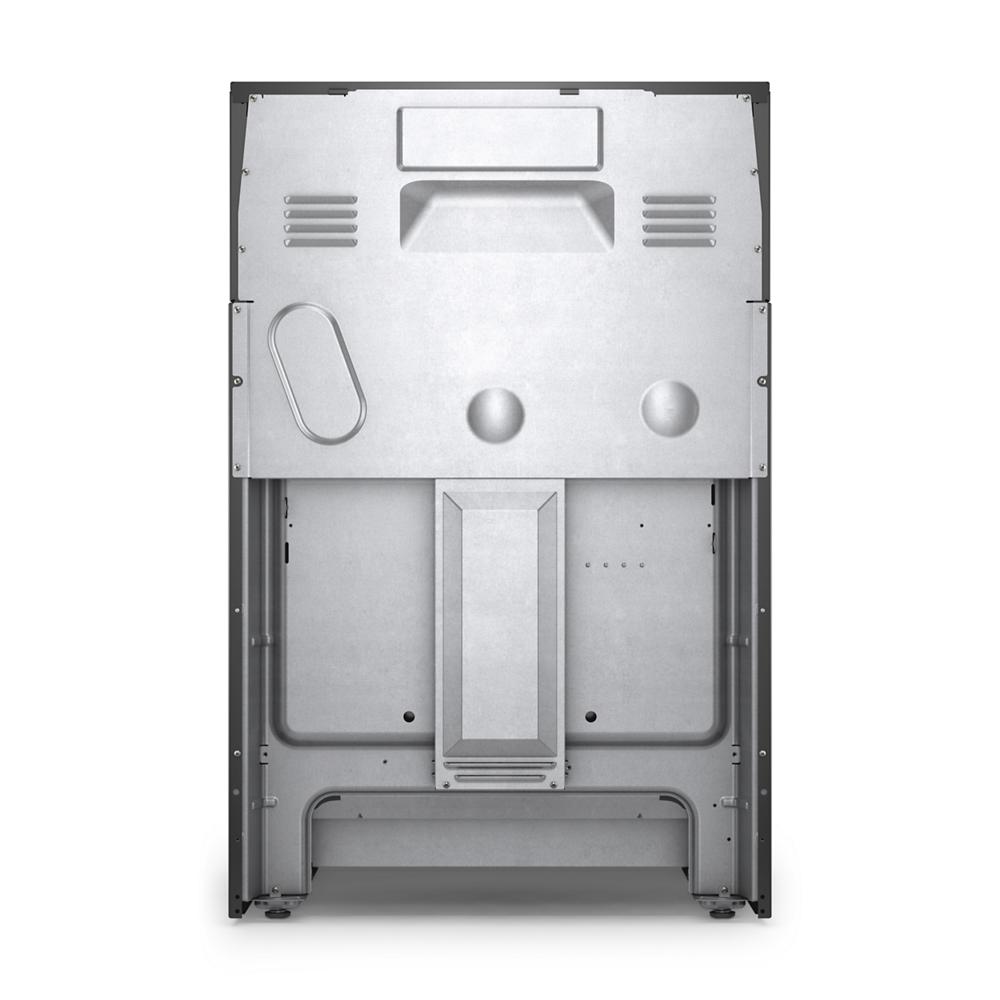 back view of a freestanding electric range metal panel and ventilation for kitchen appliances and home improvement