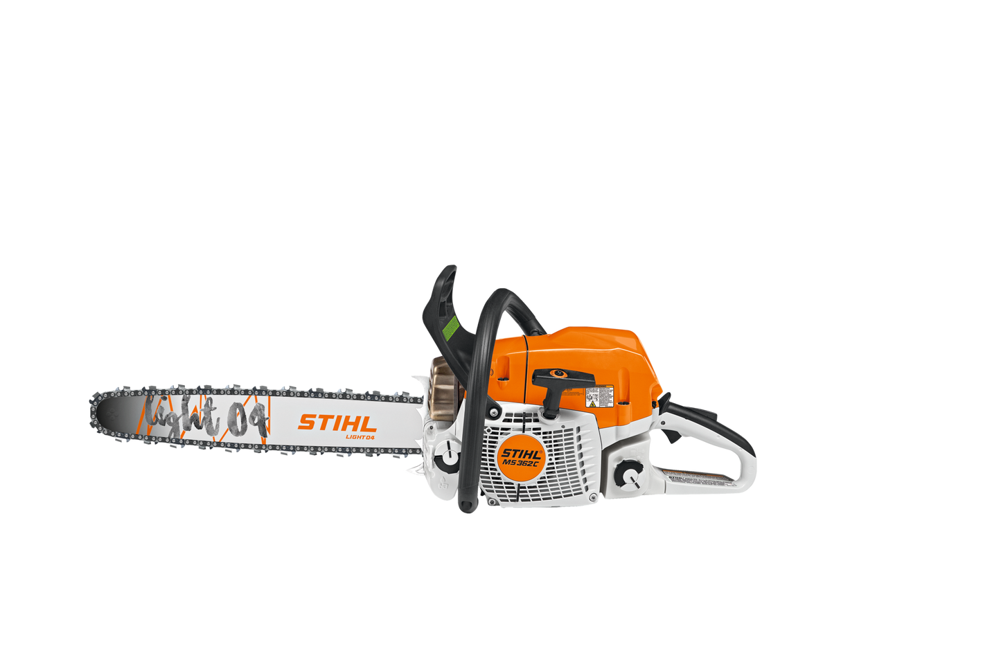 Orange and white gas-powered chainsaw with 20-inch cutting bar designed for professional home improvement tool use tasks