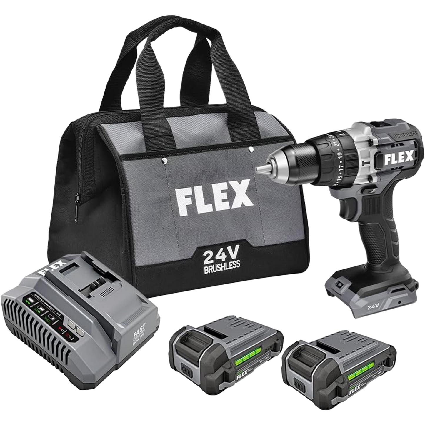 FLEX 1/2" 2-SPEED Hammer Drill Kit + 5.0 Ah Battery