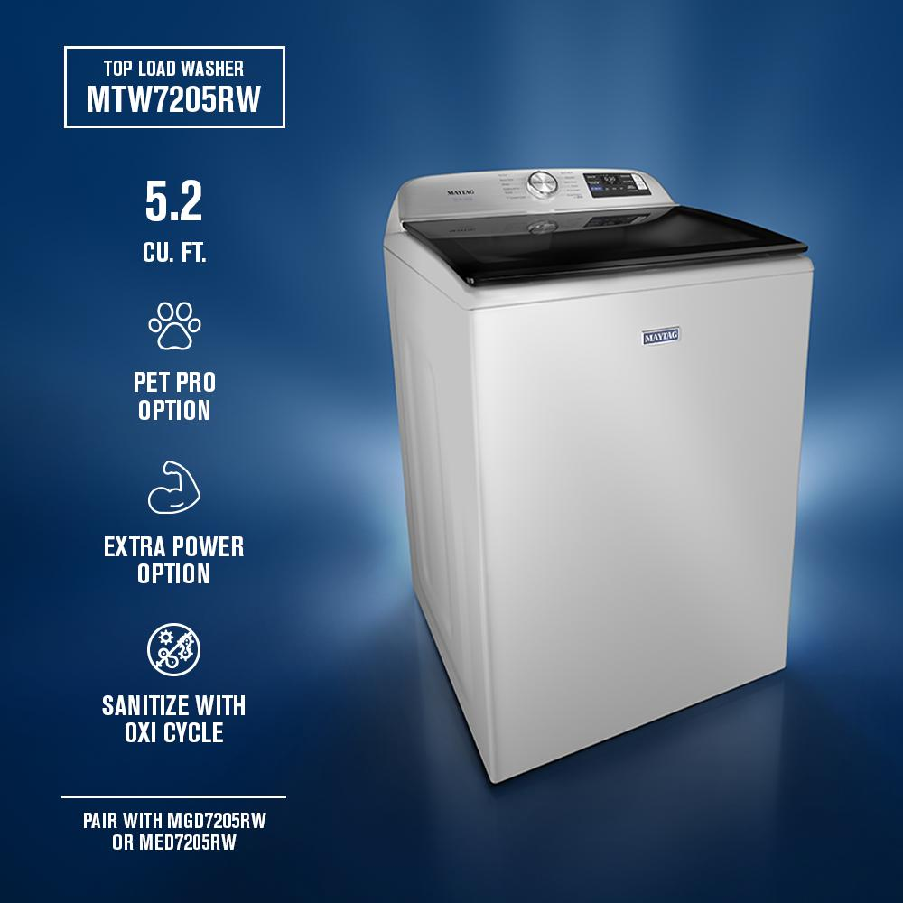 5.2 Cu. Ft. Pet Pro Top Load Agitator Washer with Extra Power and Sanitize Cycle with Oxi