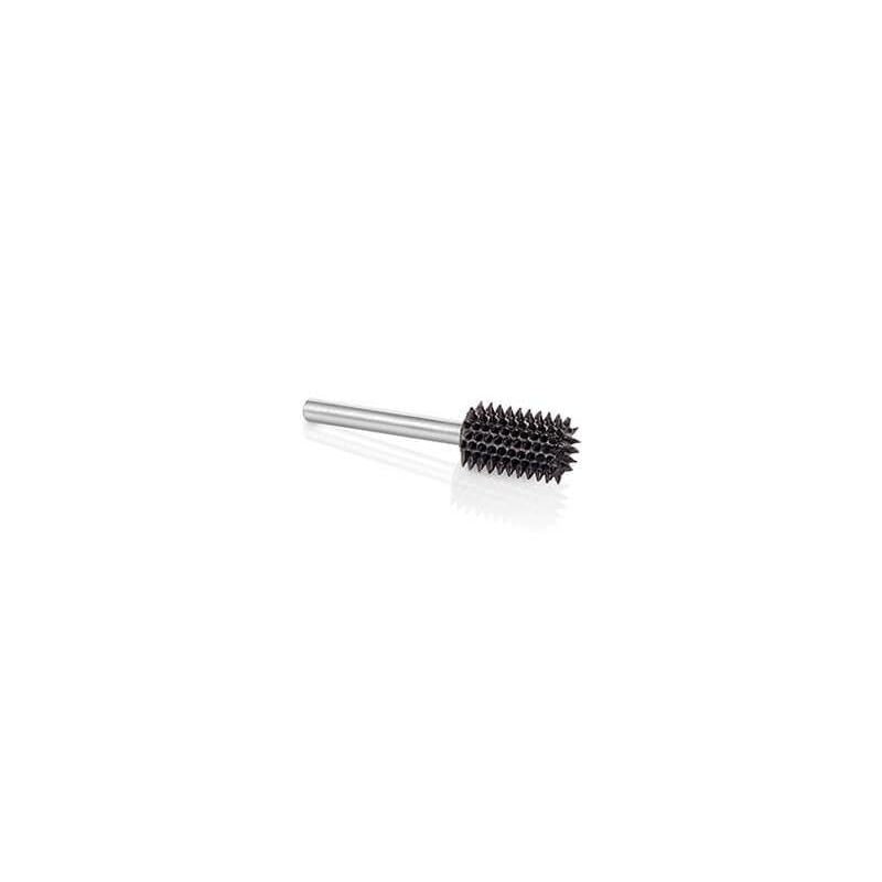 Coarse cylindrical metal burr with 1/8-inch shaft for woodworking tools and home improvement tasks under $50.