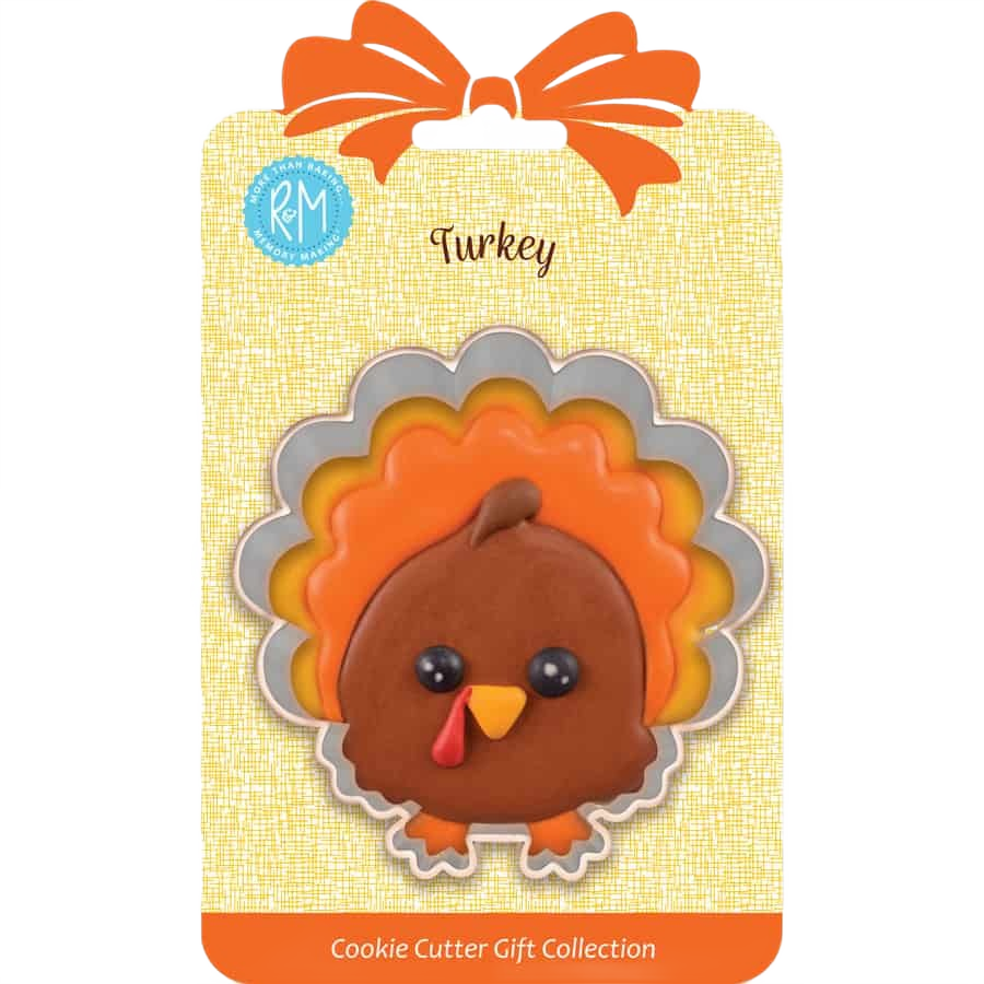 Carded 3.5-inch tinplated steel turkey cookie cutter for baking in kitchenware and kitchen gadgets collections under $25