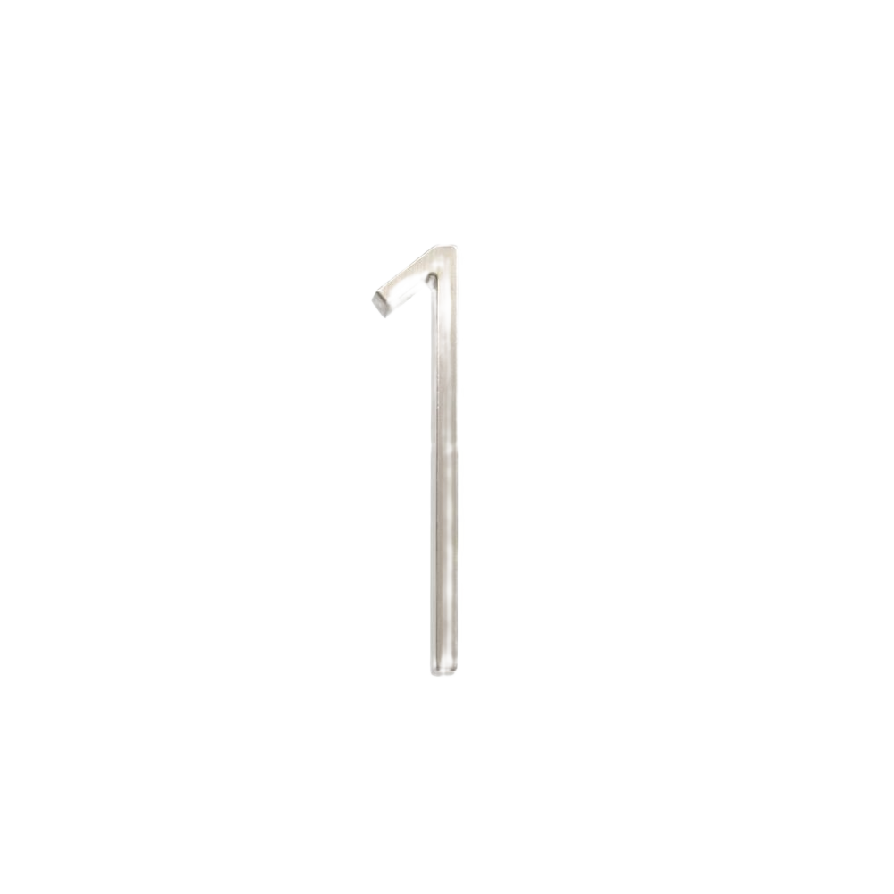 Nickel finish floating mount house number one made of durable zinc for outdoor hardware and home improvement.