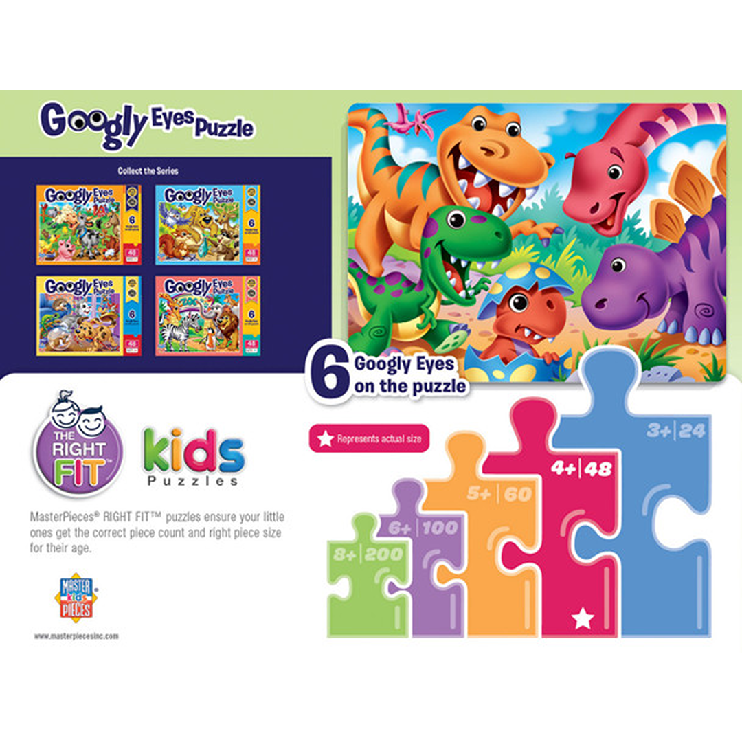 Colorful dinosaur puzzle with six attached googly eyes for kids in Toys & Games and Puzzles under $50 collection