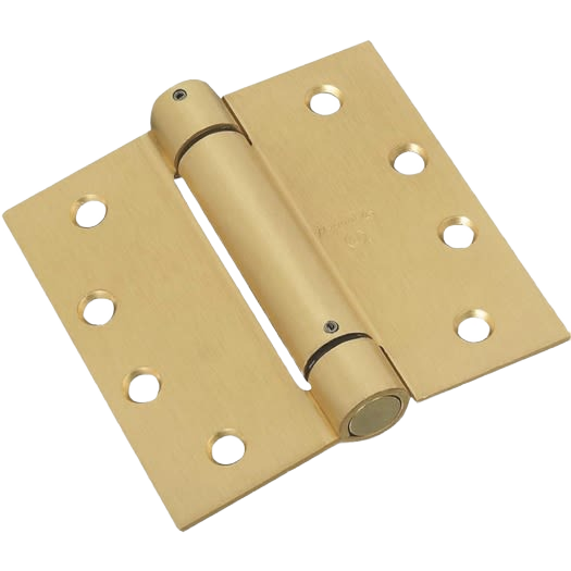 Square satin brass spring hinge with adjustable tension for doors in hardware and door accessories collections under $50