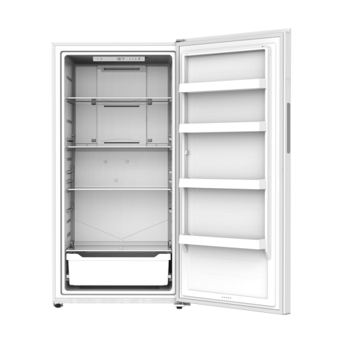 White upright convertible freezer interior with adjustable shelves and door storage from Appliances and Kitchen & Kitchenware collections
