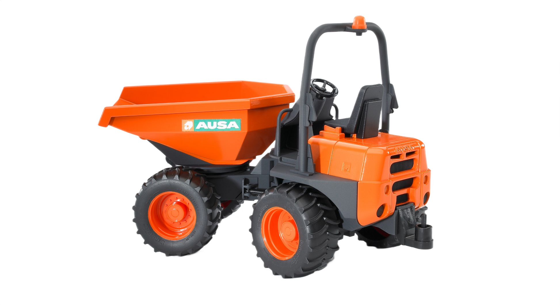 Compact orange and gray dumper truck toy model designed for construction and outdoor play activities