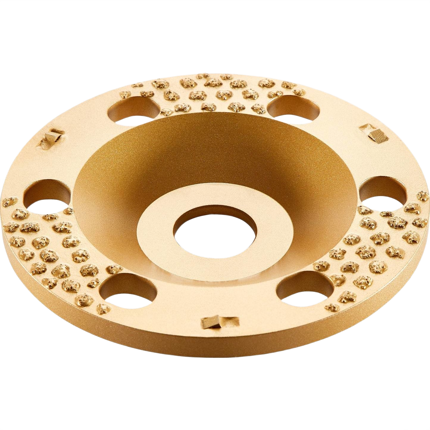 Gold diamond grinding disc with textured surface for efficient paint removal in power and woodworking tool accessories