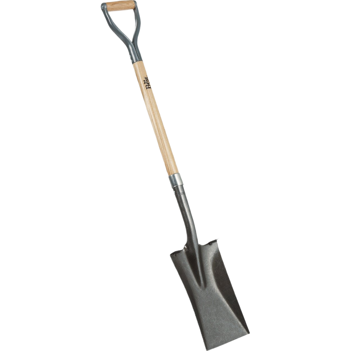Garden spade with 33-inch wooden D-handle and durable square point blade designed for home improvement tasks