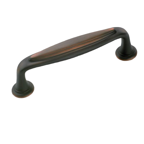 Antique bronze cabinet pull handle with smooth curved design for furniture and home improvement projects