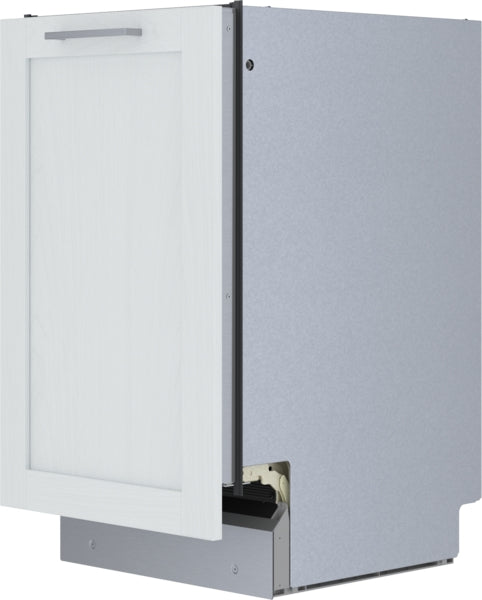 Compact built-in dishwasher with white wood front panel and stainless steel base in Kitchen & Kitchenware collections
