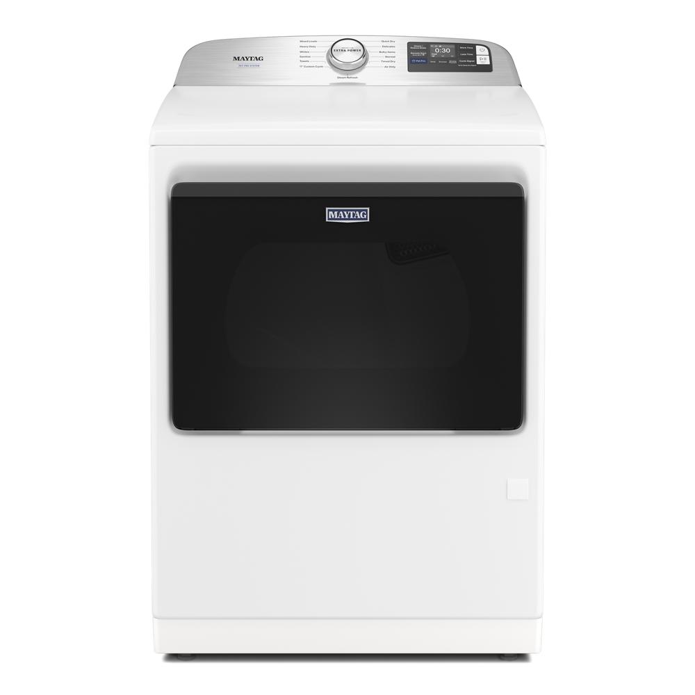 White Maytag top load electric dryer with digital display and control knob from Dryers and Appliances collections