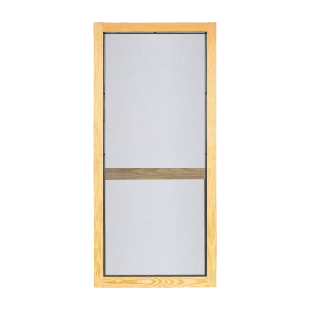 Wood framed screen door with horizontal wood brace in exterior doors and screen doors collection for home improvement