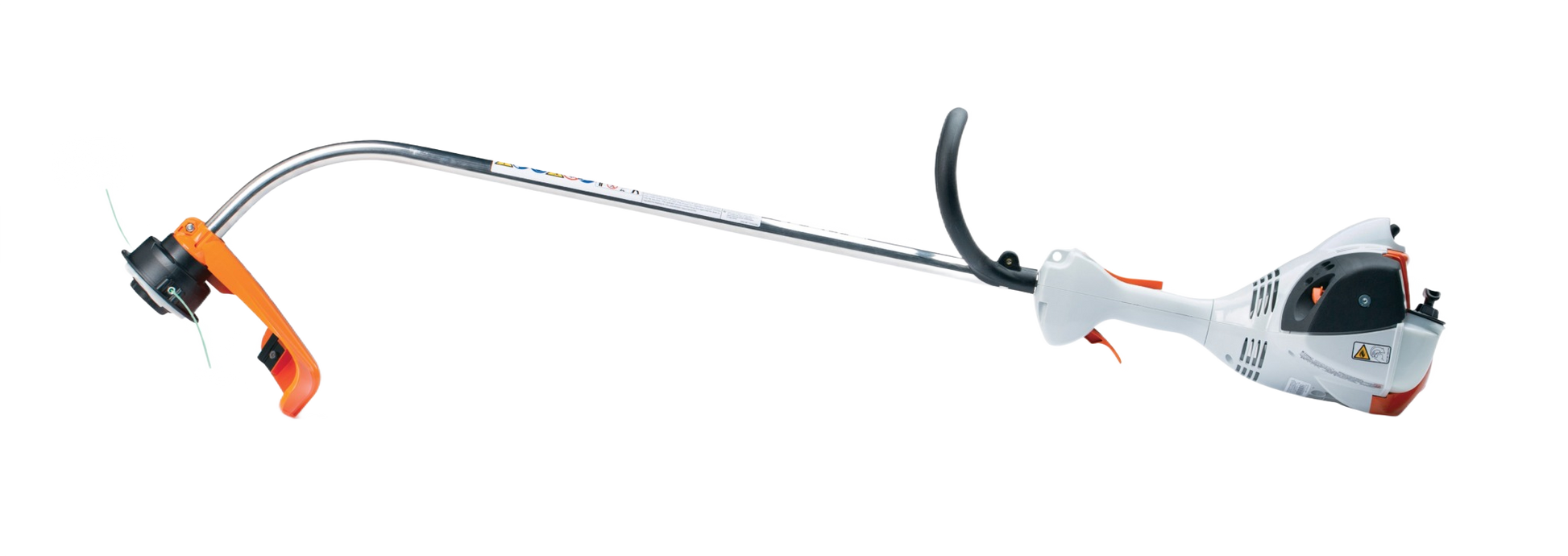Compact curved shaft trimmer with Easy2Start system and ergonomic handle for efficient home improvement tasks