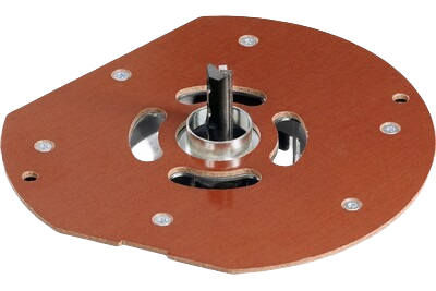 Brown composite router template guide base with metal inserts for precise woodworking tool accessory use under $100