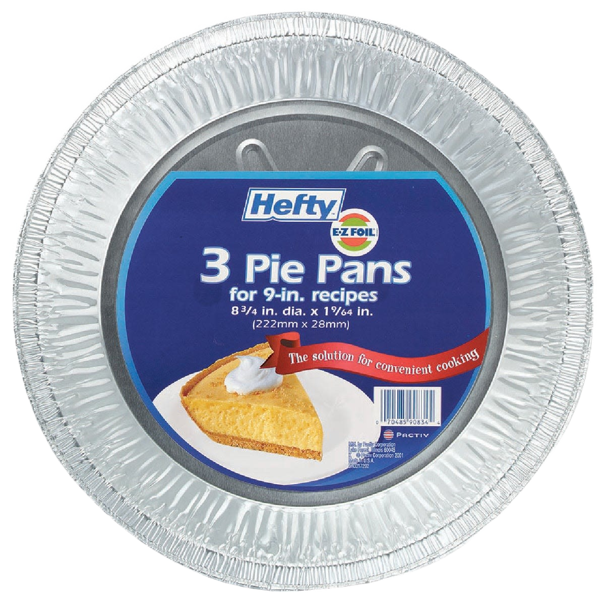 Set of three disposable aluminum foil pie pans ideal for baking large pies in kitchenware collection