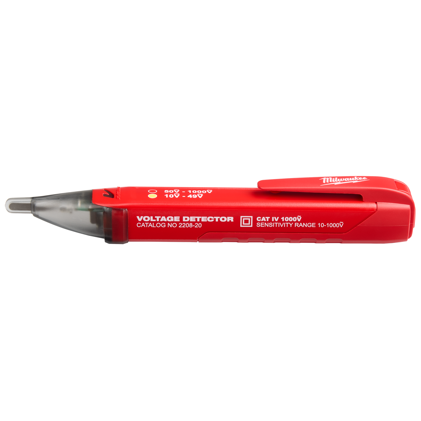 Compact red voltage detector pen with sensitivity range for electrical testing in home improvement projects
