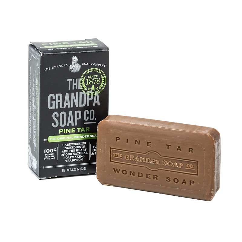 Bar of pine tar soap with packaging from Health & Beauty collection, affordable and natural skincare option under $25.