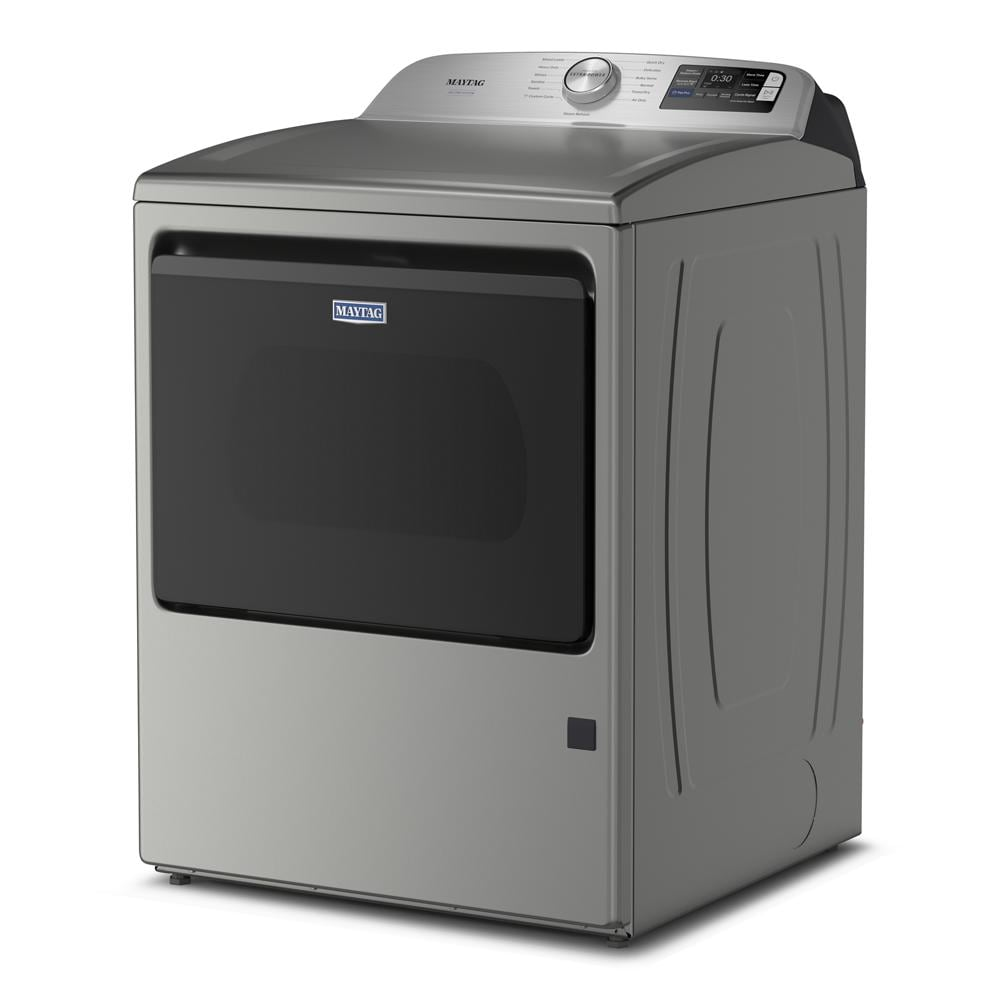 Stainless steel smart top load dryer with digital controls and pet hair removal feature from Dryers collection at Hartville Hardware