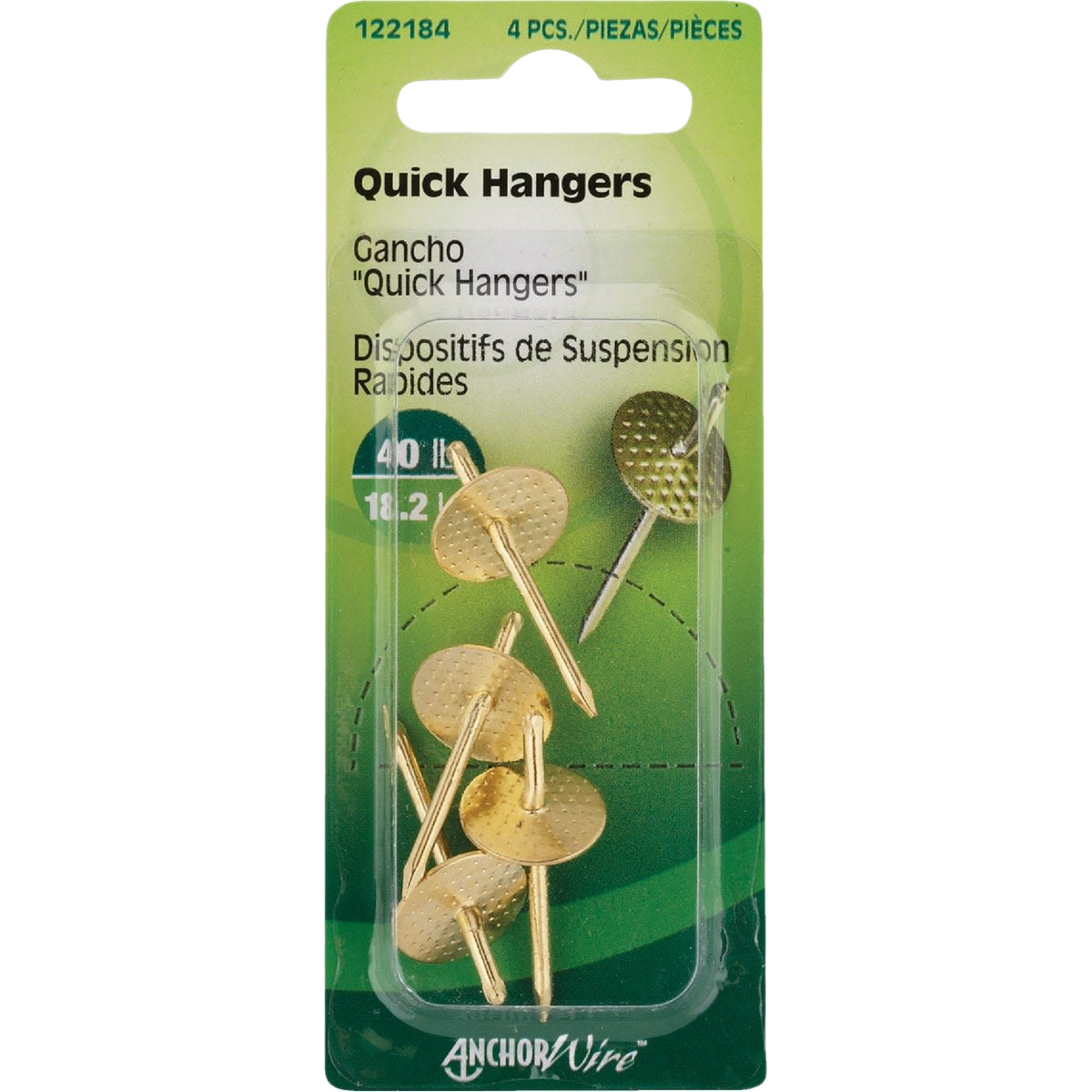 Brass-colored metal quick hangers with round textured heads for hardware and fasteners in home improvement collections under $50