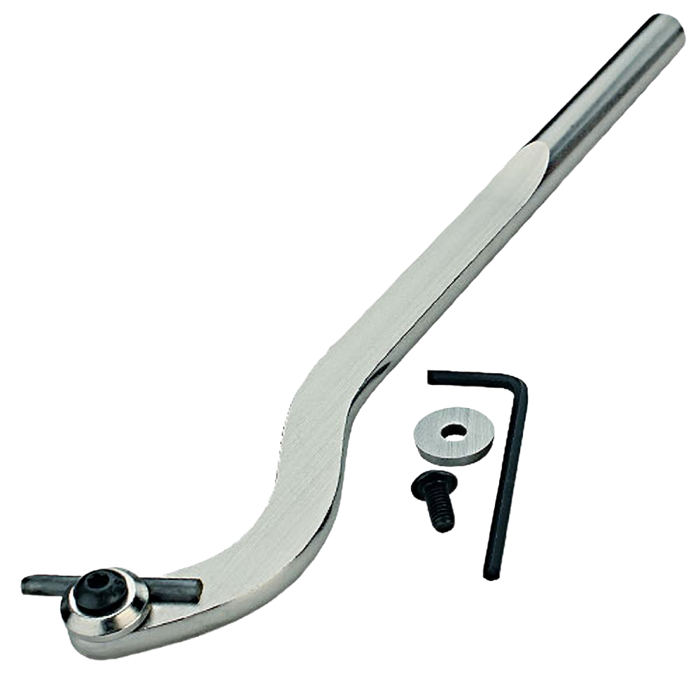 Curved hollowing tool with steel shaft and adjustable tip for precise woodturning and home improvement tasks