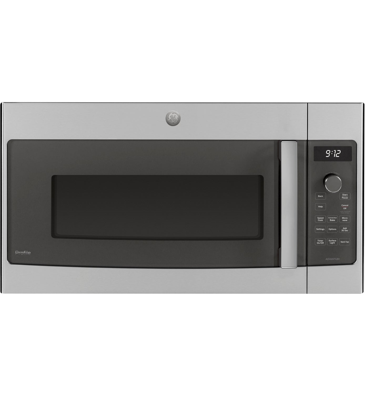 Stainless steel over-the-range microwave with digital control panel and timer display from kitchen appliances collection