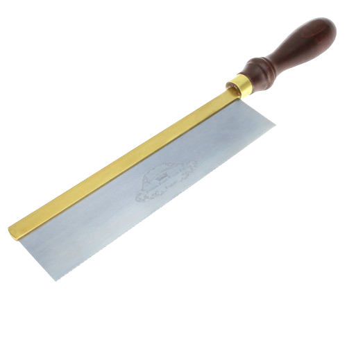 Hand saw with brass back and wooden handle designed for precise woodworking and home improvement tasks