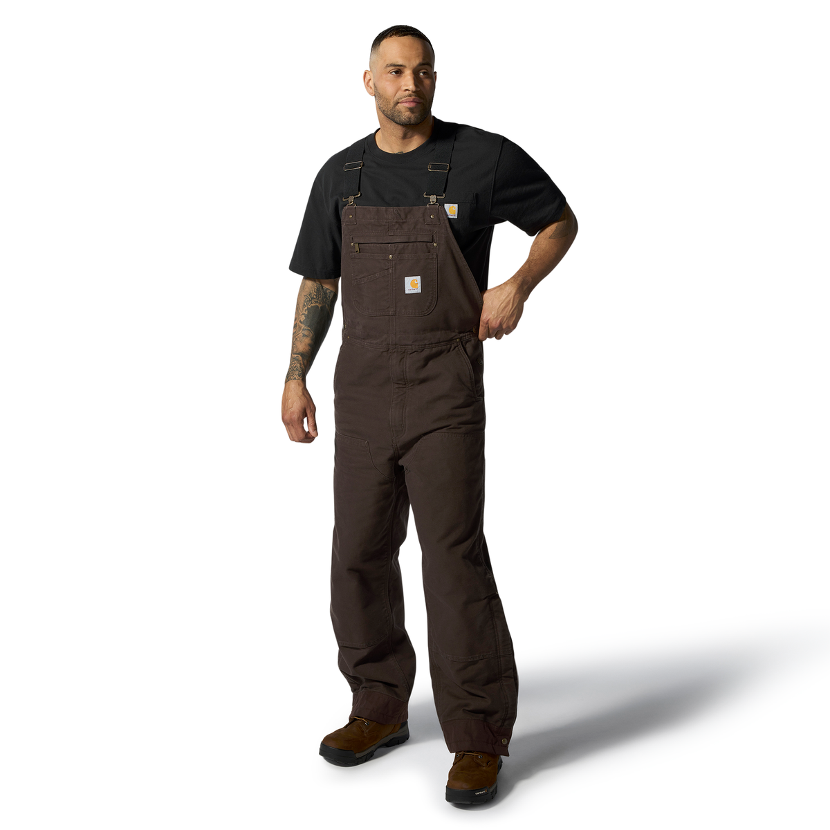 Carhartt Washed Duck Insulated Bib Overall - Dark Brown, 3XL