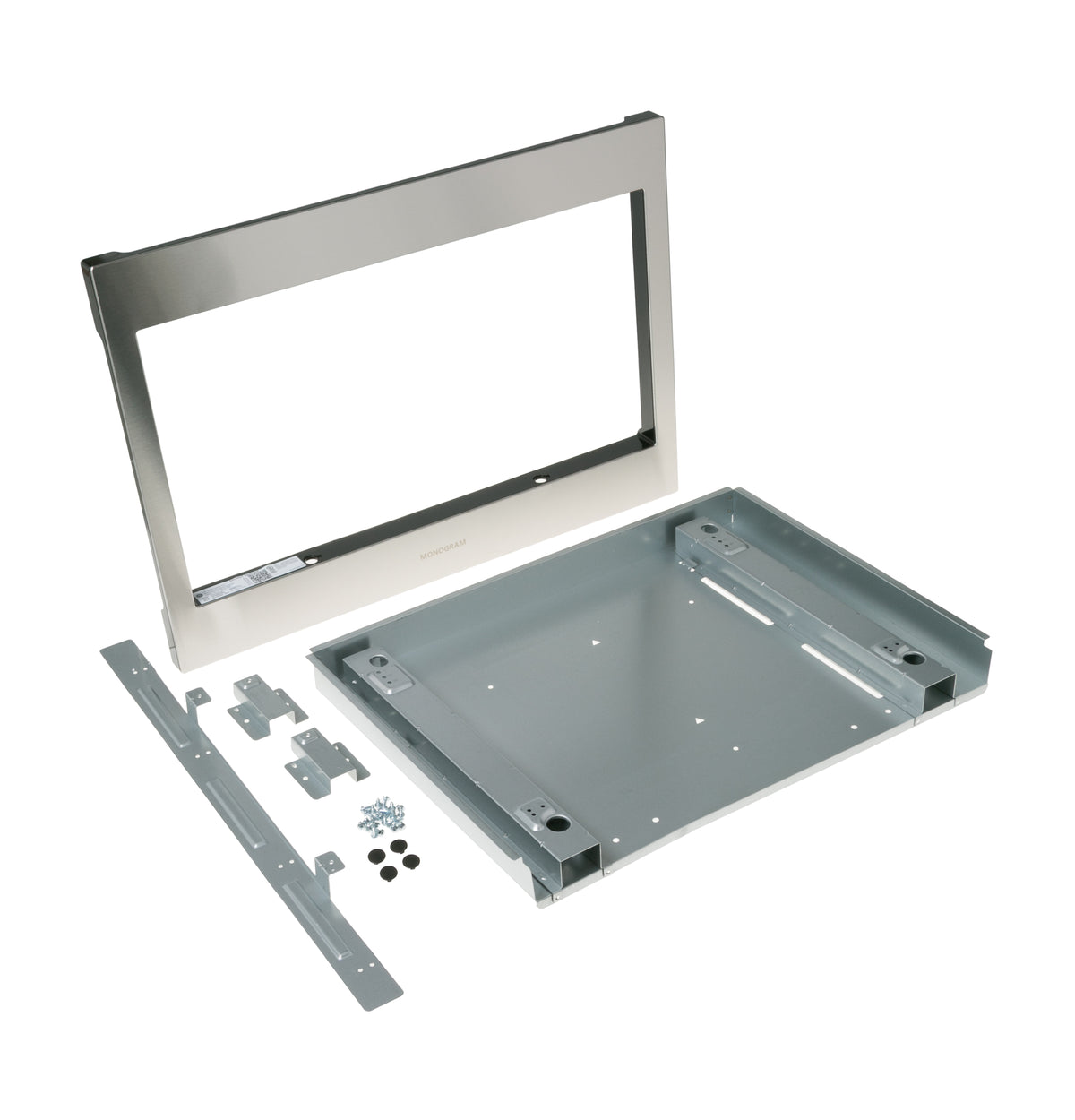 Stainless steel built-in microwave installation kit with frame and mounting hardware in kitchenware and appliances collections