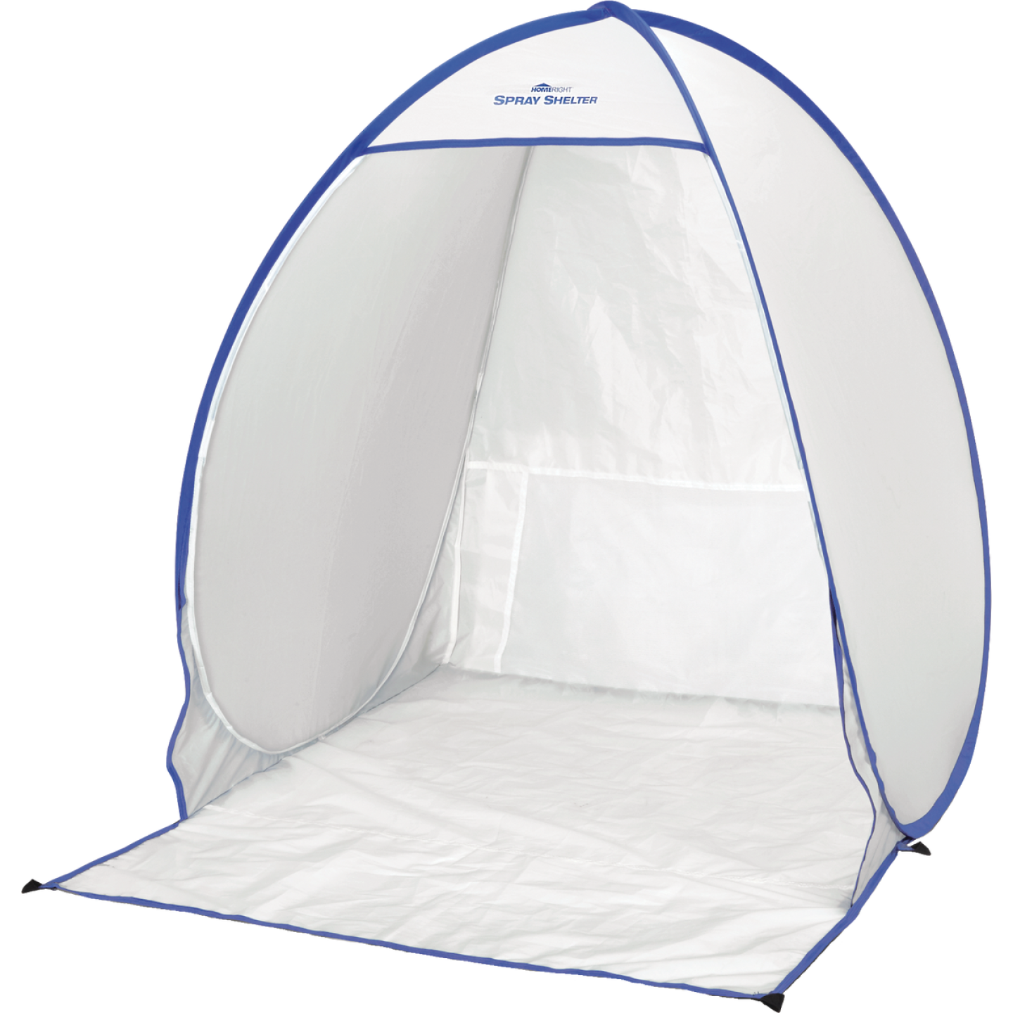 White portable spray shelter with blue trim for paint sprayers and home improvement tools under $100 collection