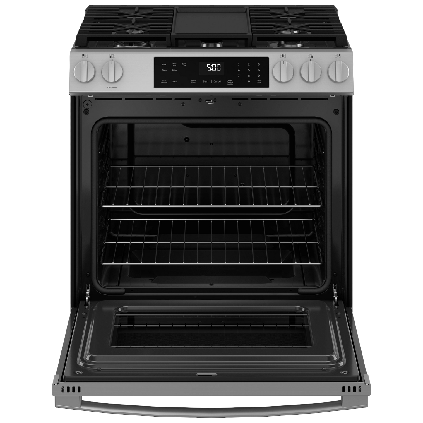 GE® 30" Slide-In Front-Control Gas Range with Crisp Mode
