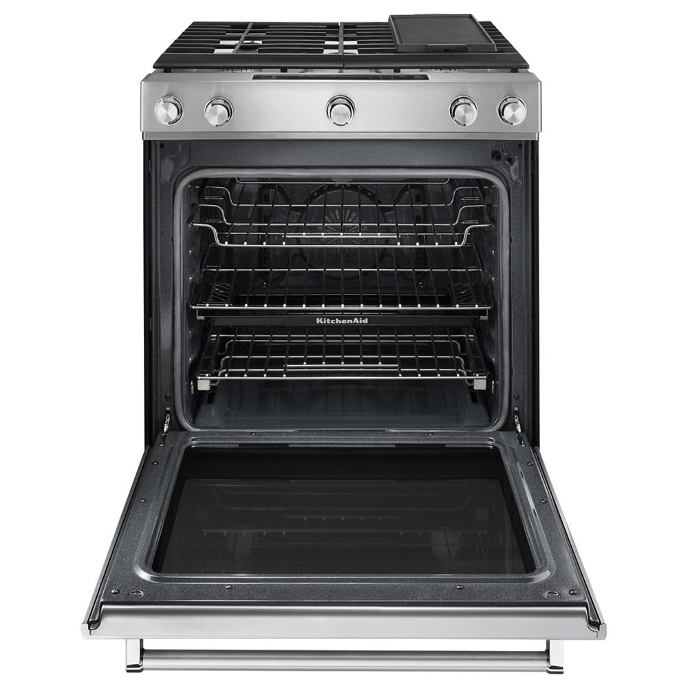 30-Inch 5 Burner Gas Convection Slide-In Range with Baking Drawer