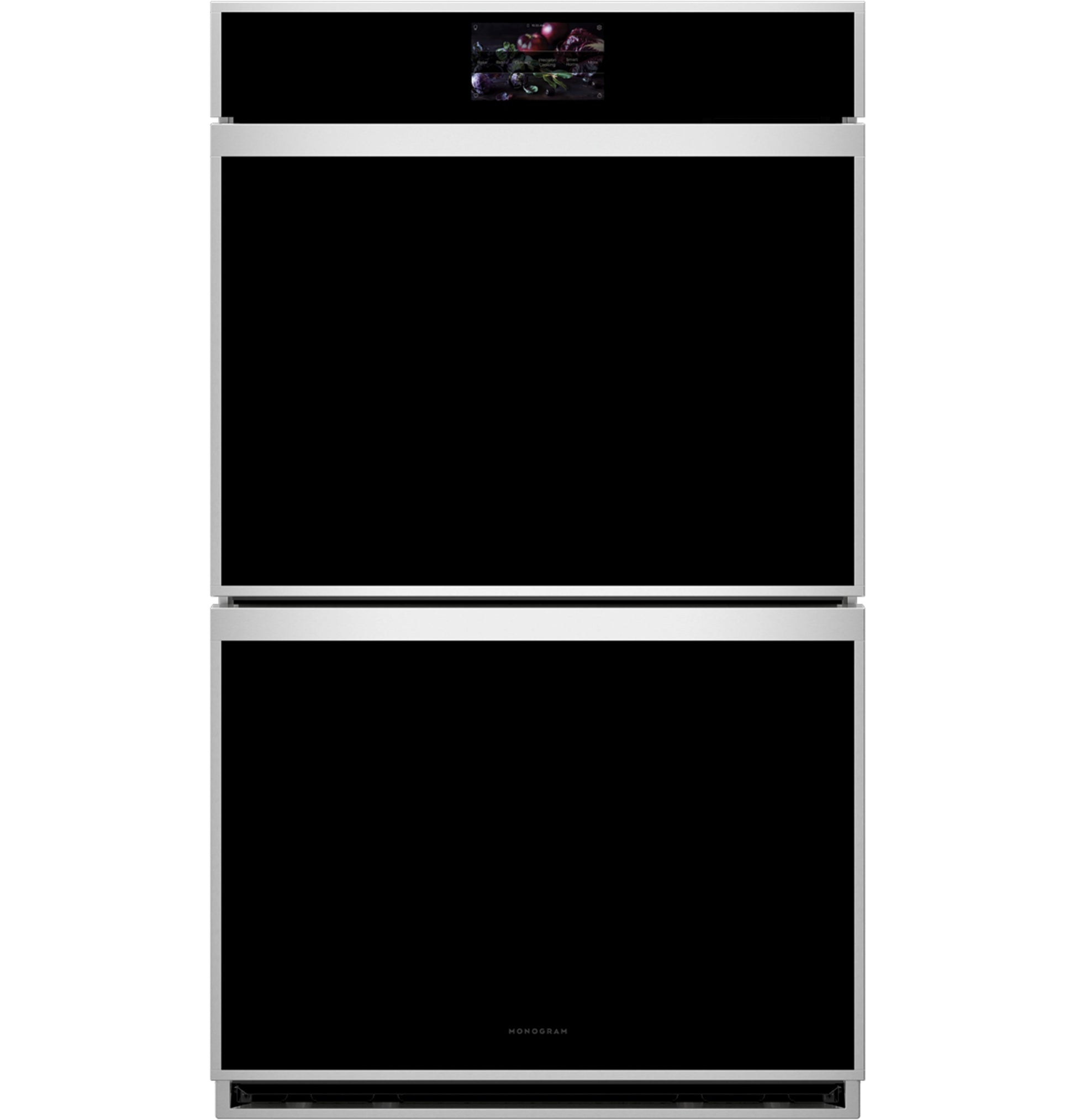 Minimalist double wall oven with stainless steel trim and black glass from double wall ovens collection