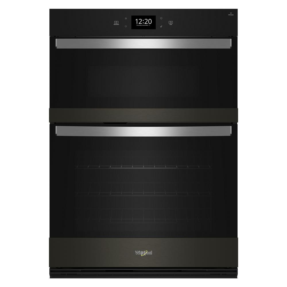 Black Whirlpool wall oven microwave combo with stainless steel handles in Wall Ovens and Kitchen & Kitchenware collections