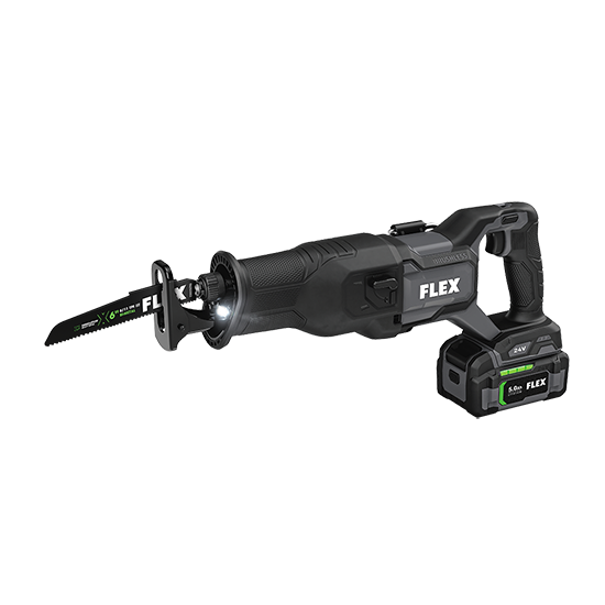 Cordless reciprocating saw with LED light and battery pack for efficient cutting in tools and home improvement projects