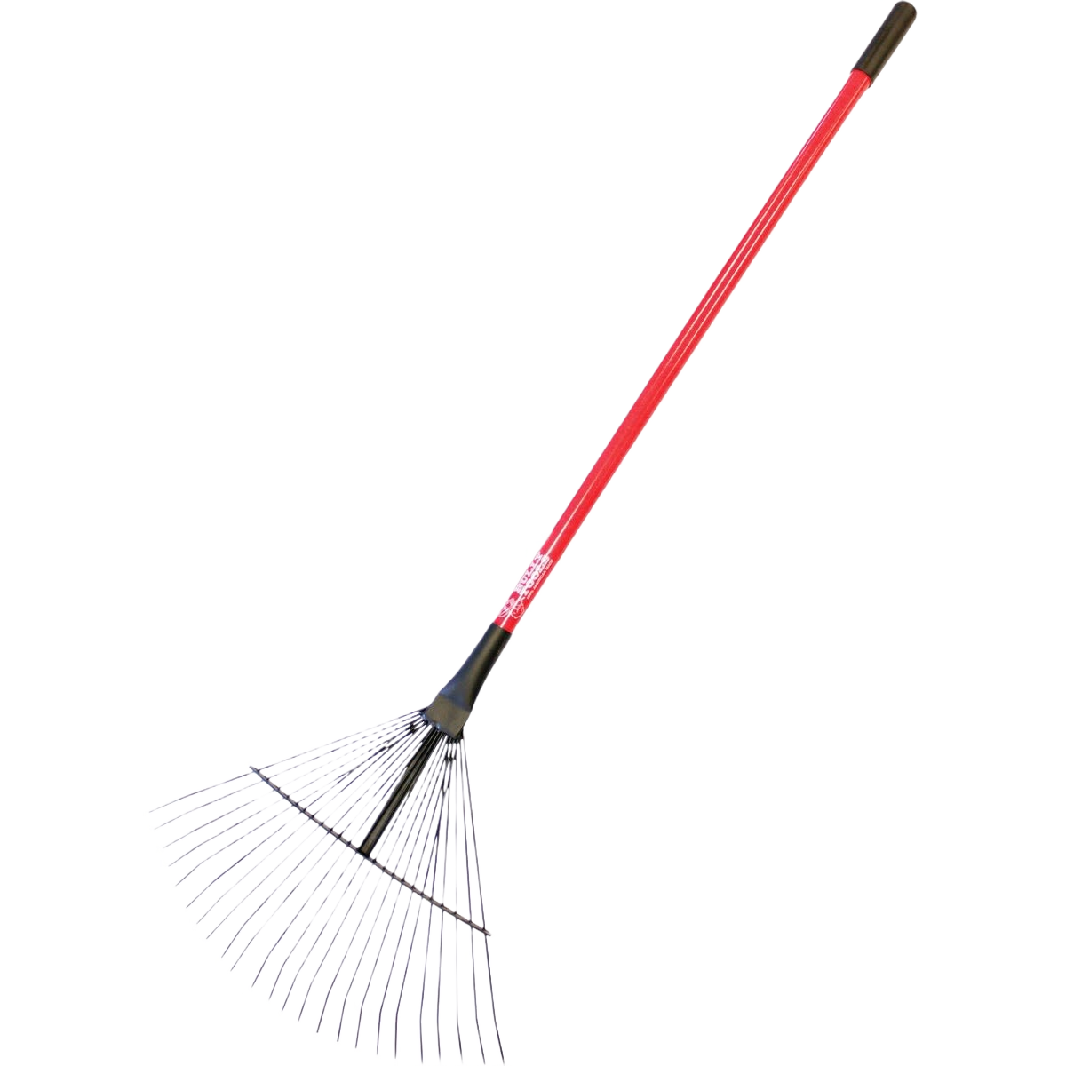 24-tine thatching leaf rake with red fiberglass handle for lawn and garden debris cleanup in hand and outdoor tools collections
