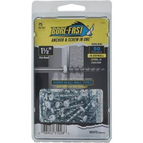 75-pack Hillman 1-1/2 inch white screw anchors for drywall and concrete in hardware and fasteners collections