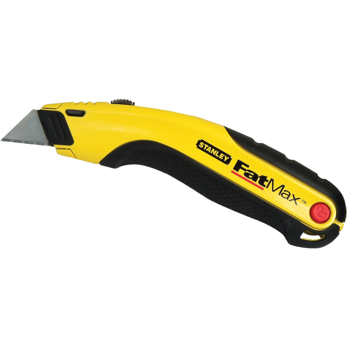 Yellow and black retractable utility knife with ergonomic grip for home improvement and tools applications