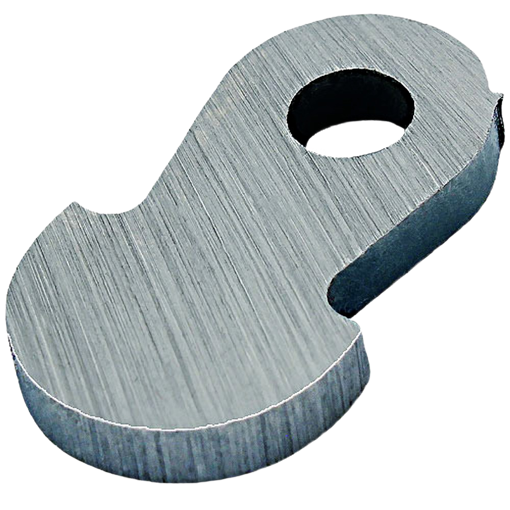 Metal cutting tip with rounded end and hole, designed for woodworking tools and hollowing applications.